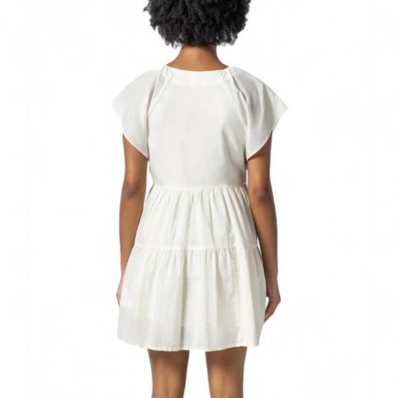 NWT Lilla P Flutter Sleeve Tiered Dress in Ecru - Picture 2 of 15